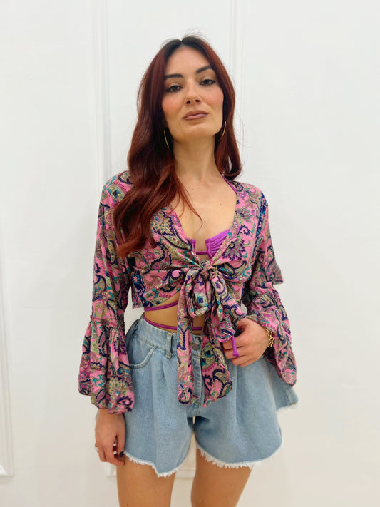 Camicia Boho Chic Rosa Viola