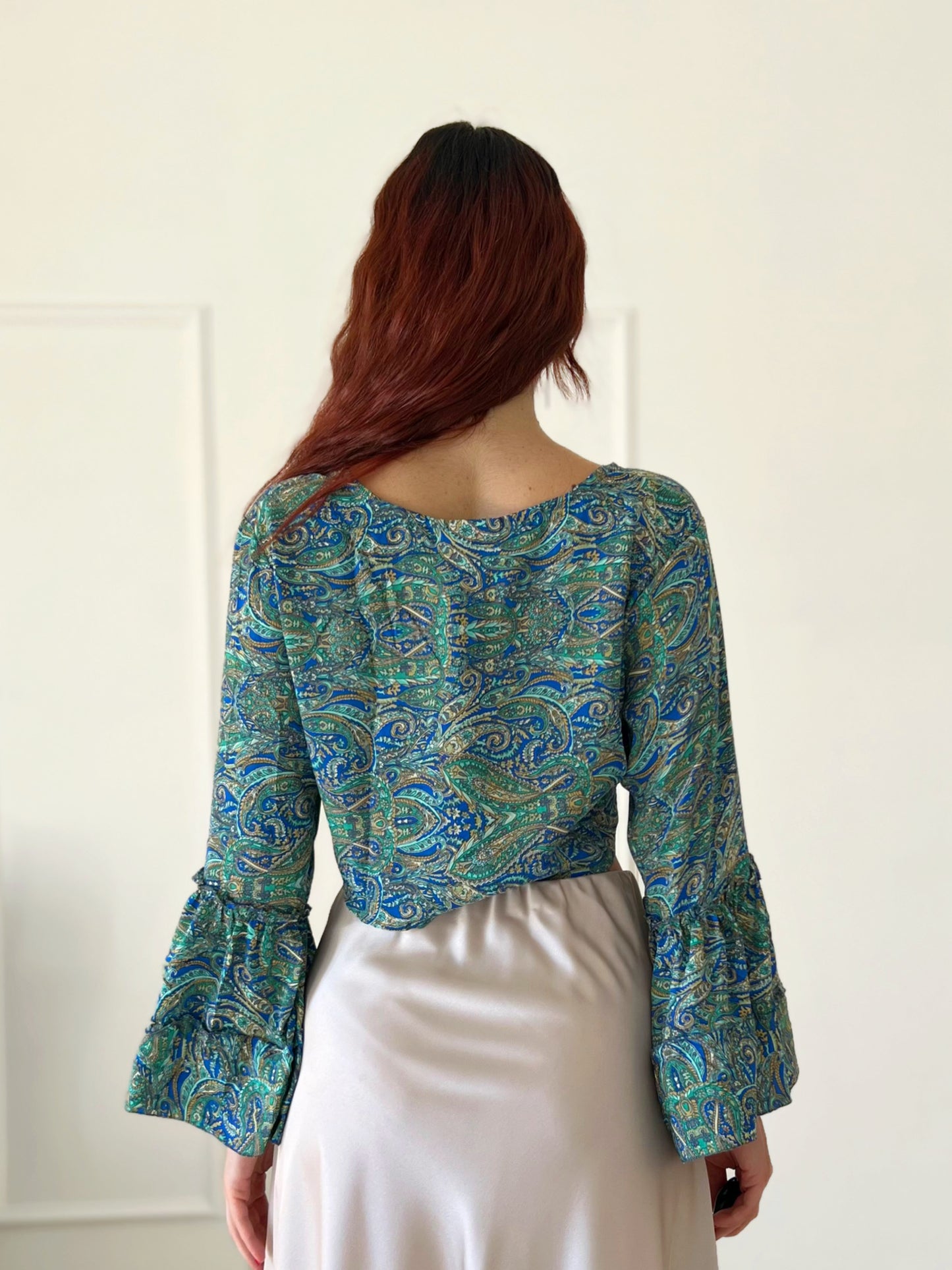 Camicia Boho Chic Blu Verde