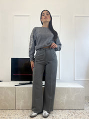 Pantalone Palazzo Classico Grigio Chiaro