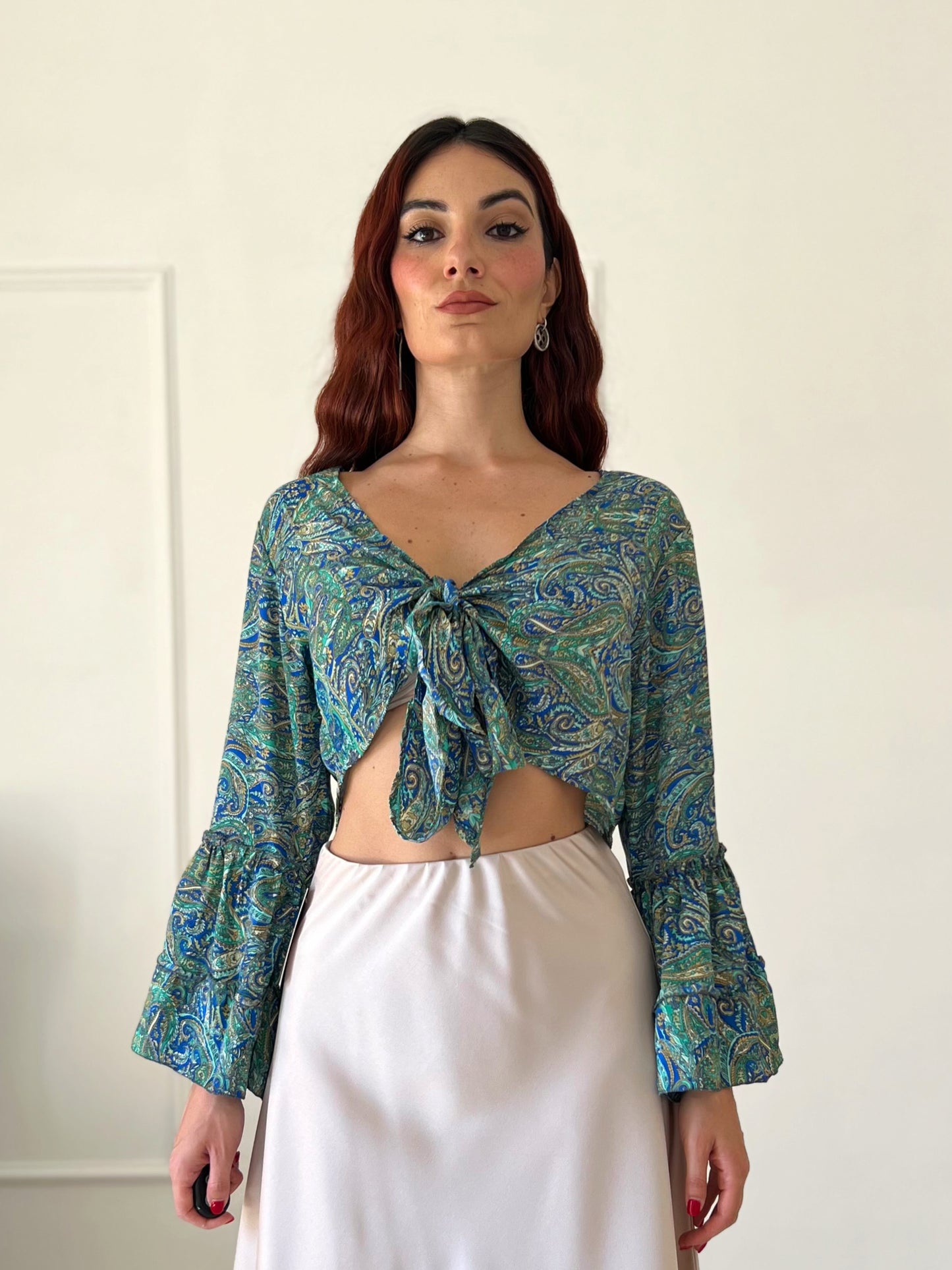 Camicia Boho Chic Blu Verde