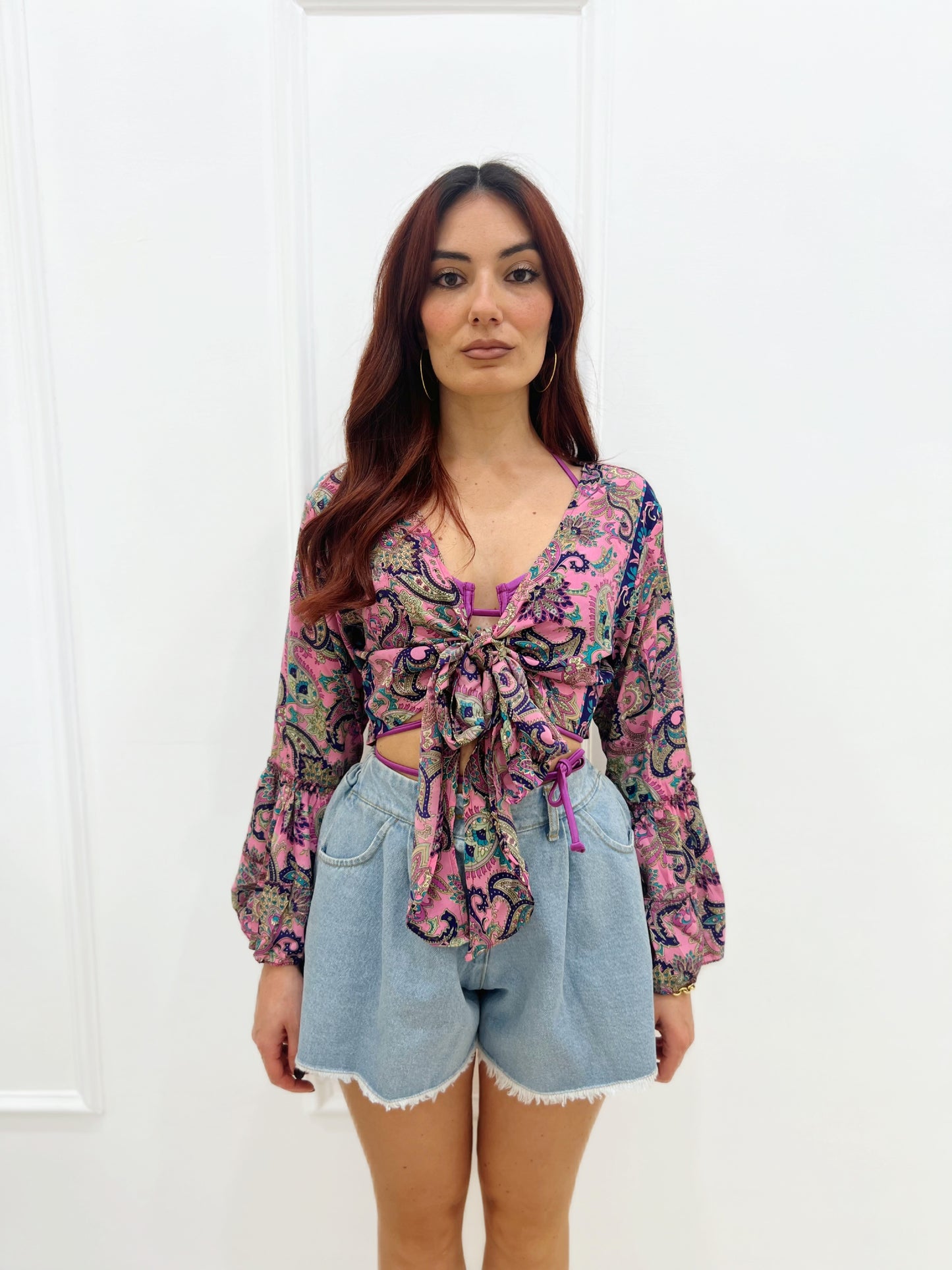 Camicia Boho Chic Rosa Viola