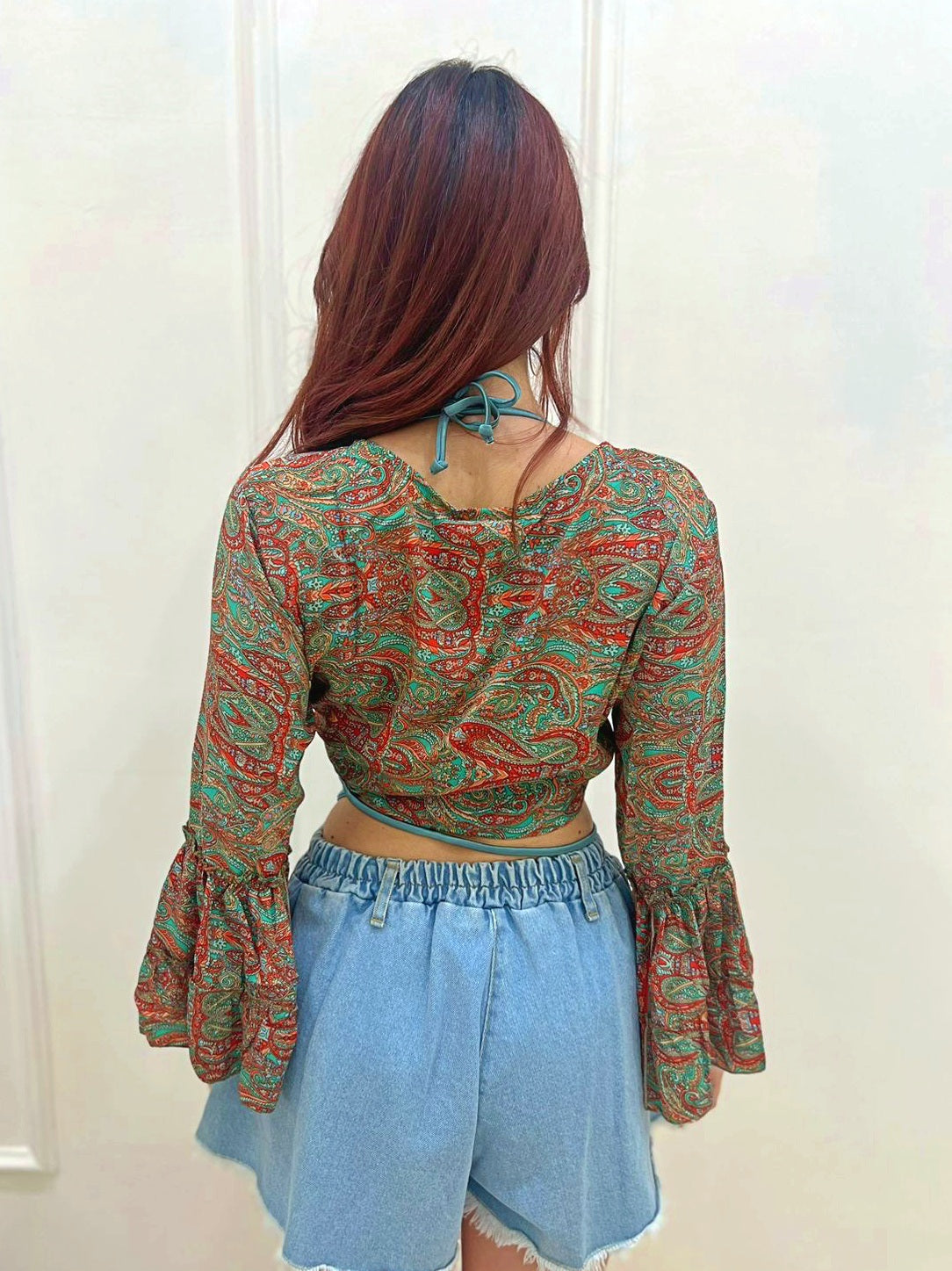 Camicia Boho Chic Verde Rosso